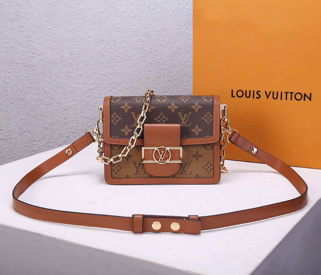 Louis Vuitton Dauphine Mini Monogram Replica Crossbody Bag Brown M44580
