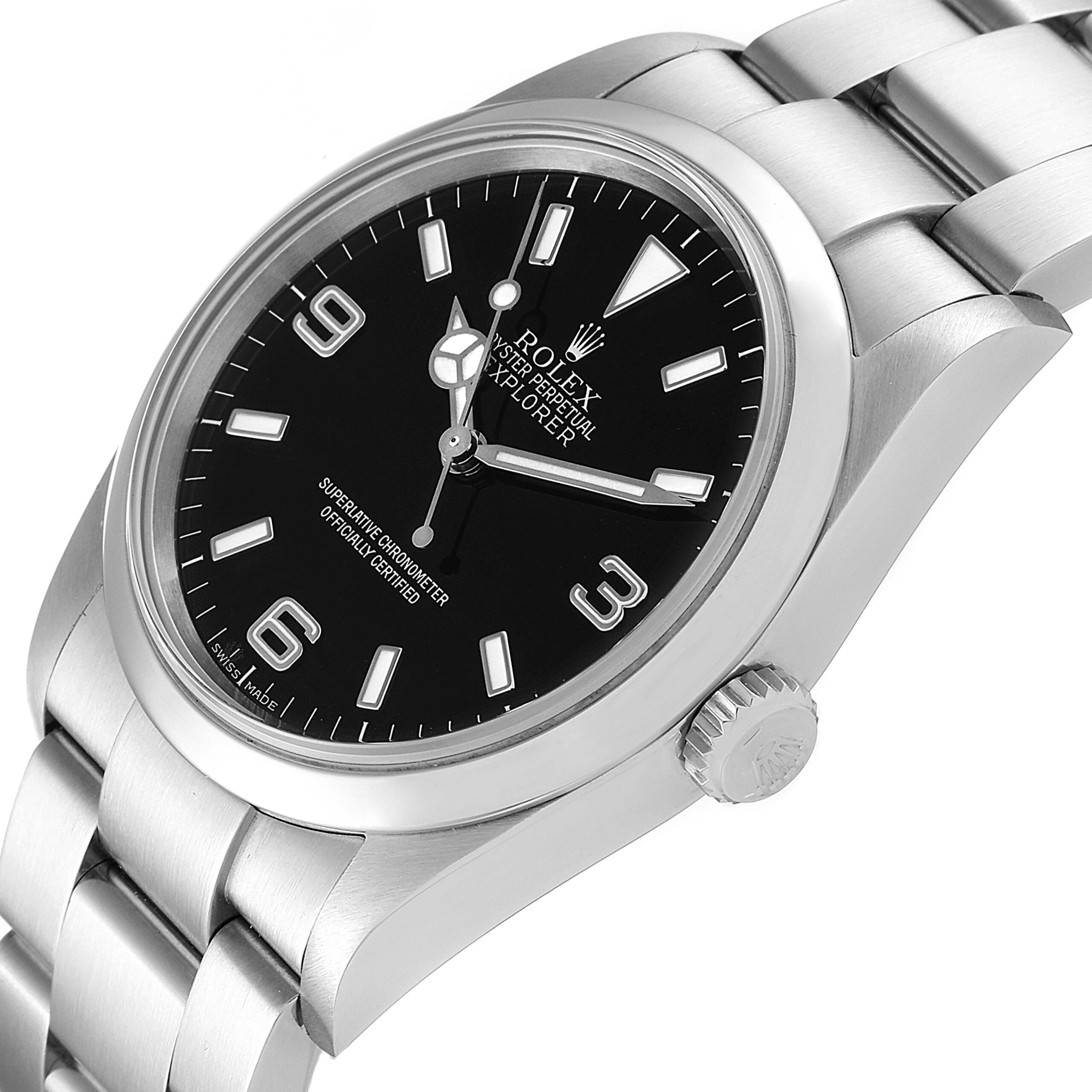Rolex Explorer I Black Dial Stainless Steel Mens Watch 114270 Box Card