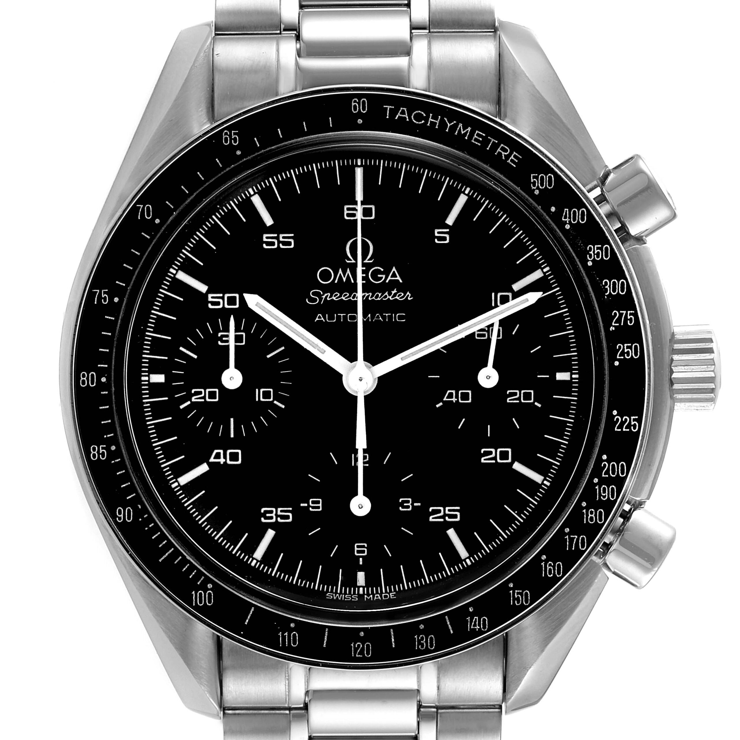 Omega Speedmaster Reduced Hesalite Chronograph Steel Mens Watch 3510.50.00