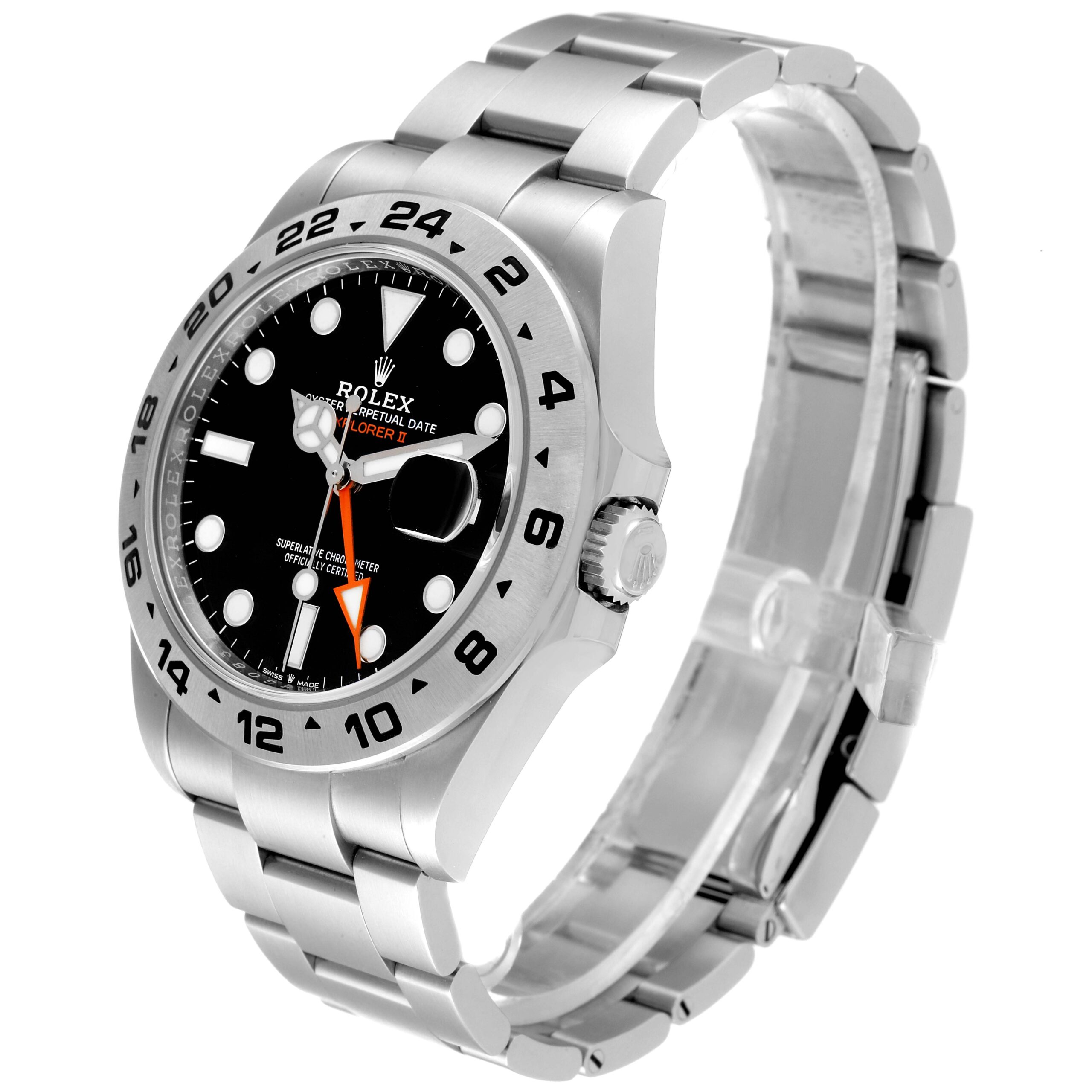 Rolex Explorer II 42 Black Dial Orange Hand Steel Watch 226570 Box Card