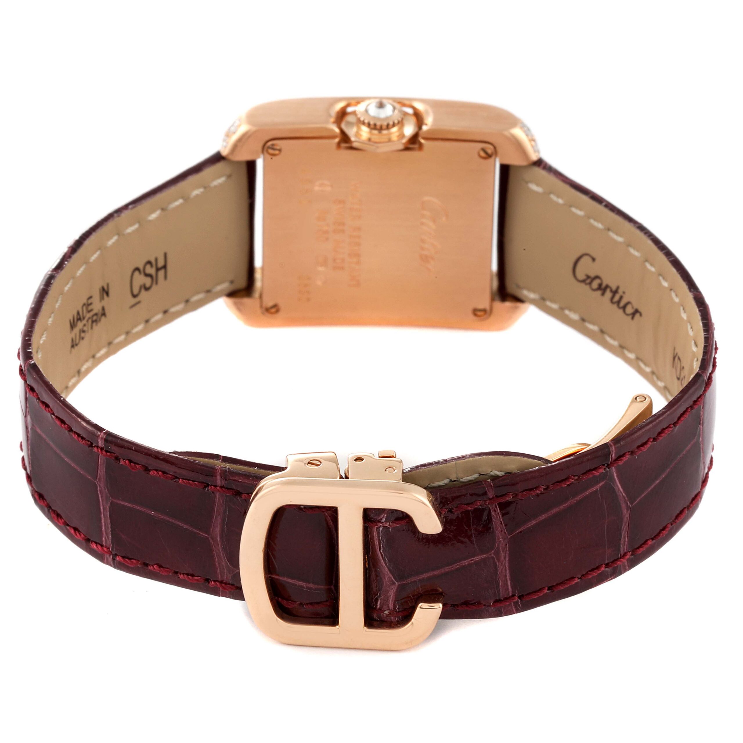 Cartier Tank Anglaise Rose Gold Silver Dial Diamond Ladies Watch WT100013