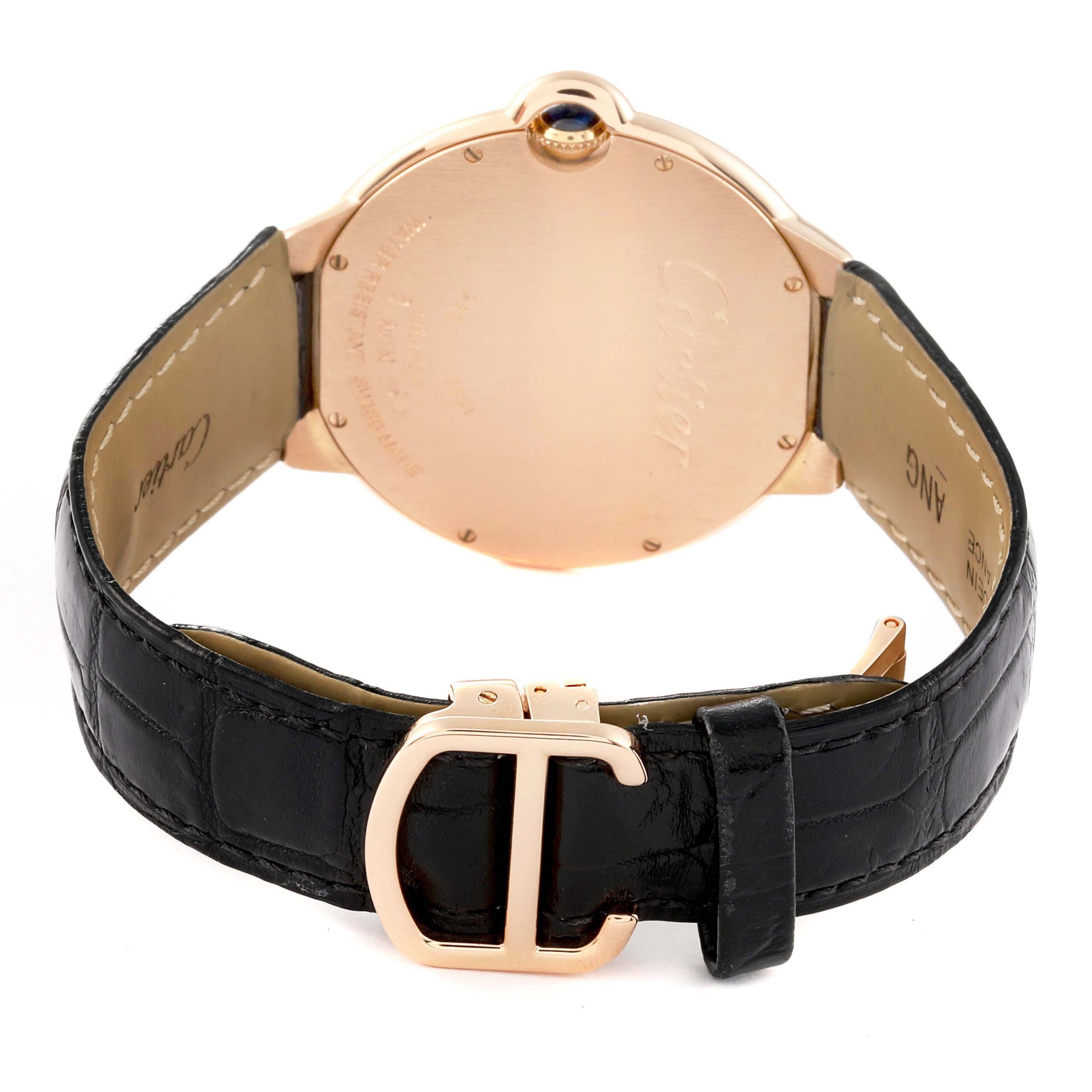 Cartier Ballon Bleu 40mm Rose Gold Diamond Mens Watch WE902055