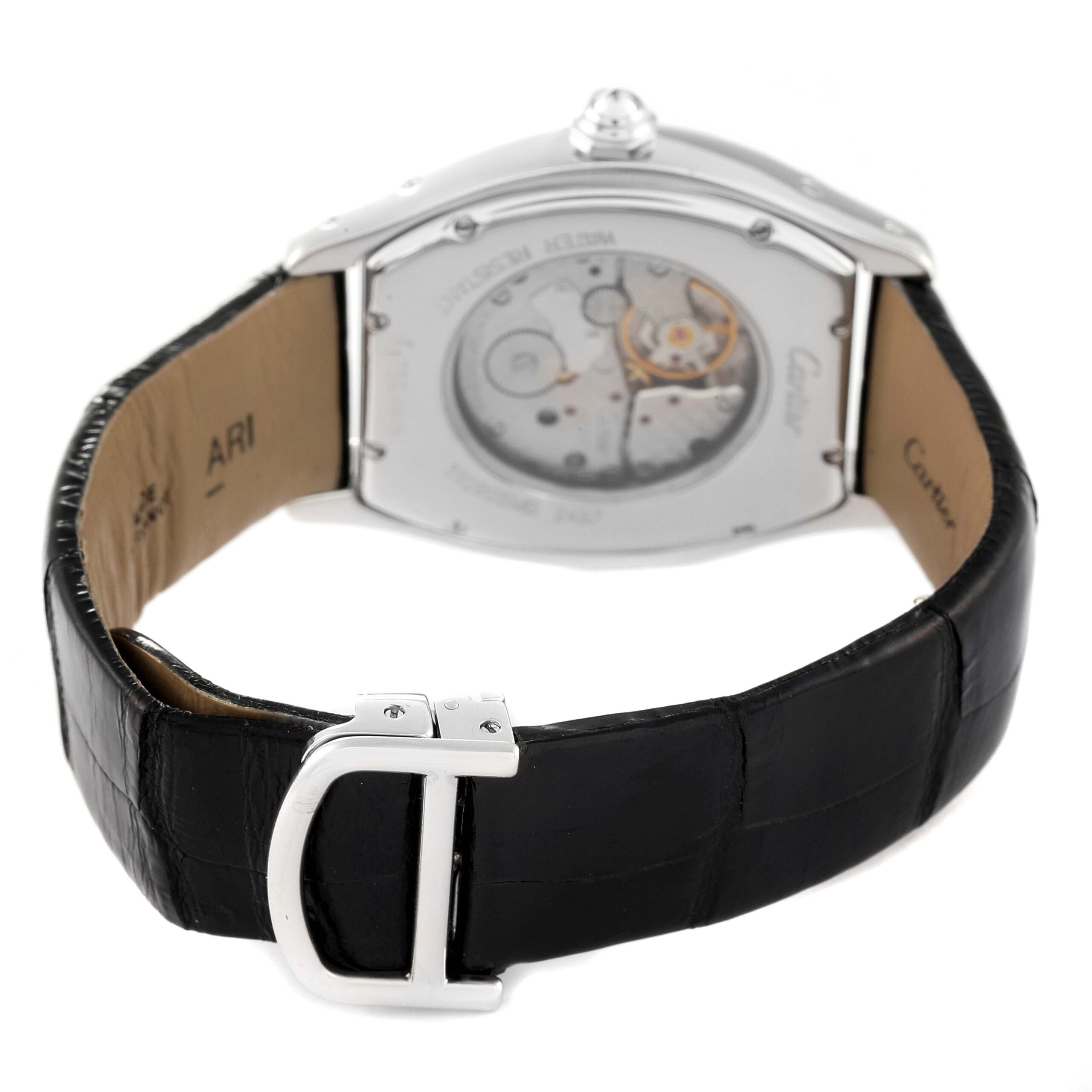 Cartier Tortue 18K White Gold Diamond Mens Watch WA504351