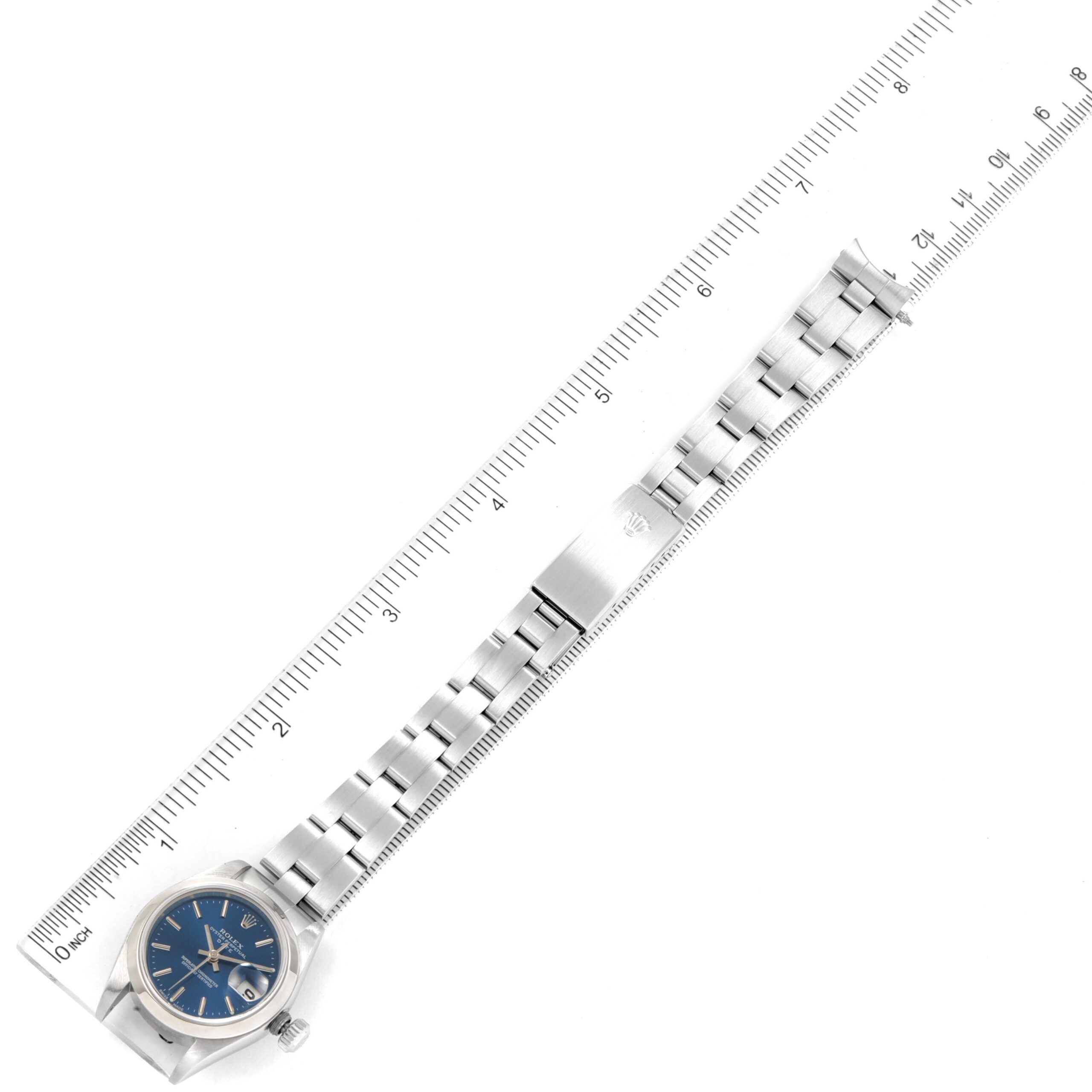 Rolex Date Blue Dial Oyster Bracelet Steel Ladies Watch 79160