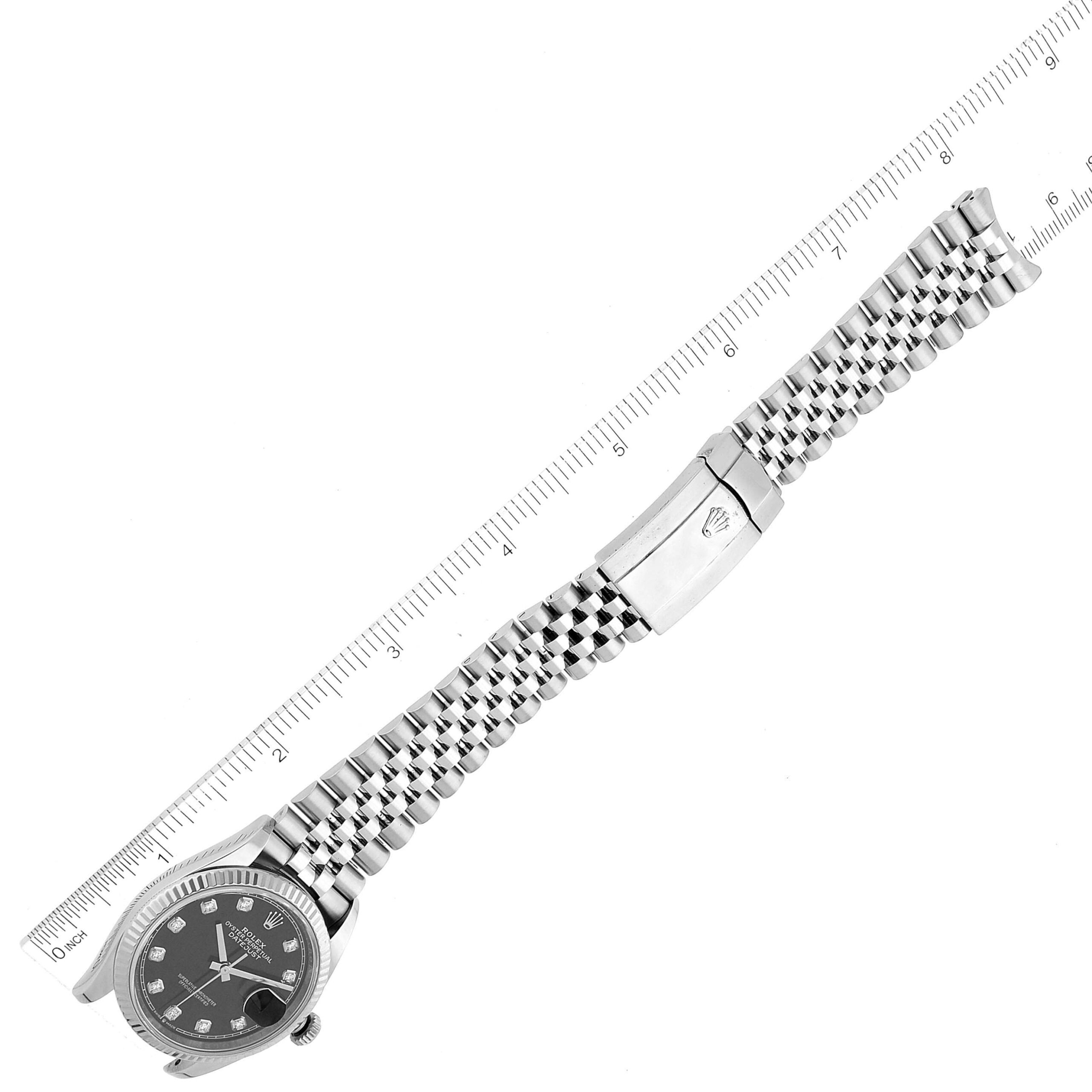Rolex Datejust Steel White Gold Black Diamond Dial Mens Watch 126234