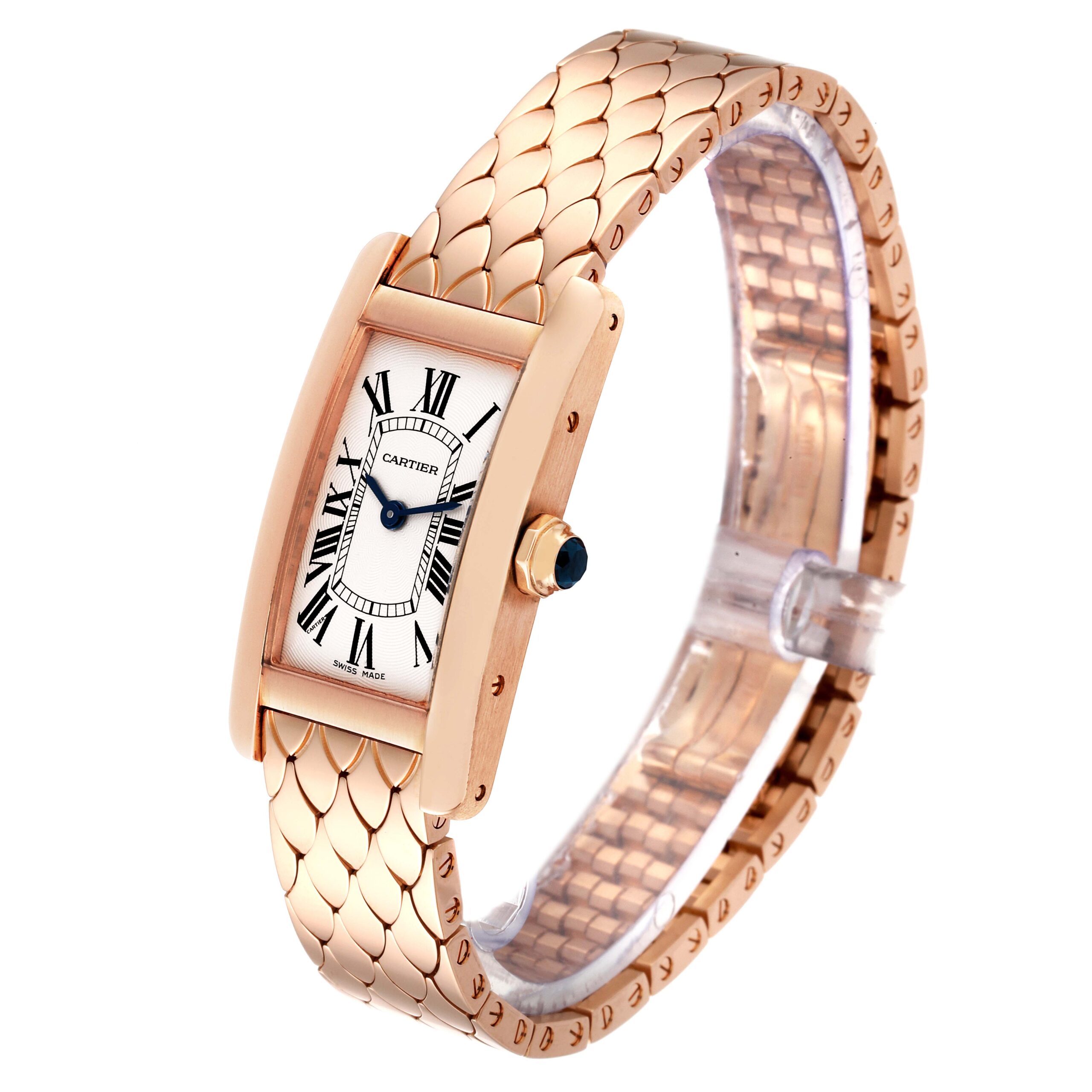 Cartier Tank Americaine 18K Rose Gold Ladies Watch W2620031 Box Papers