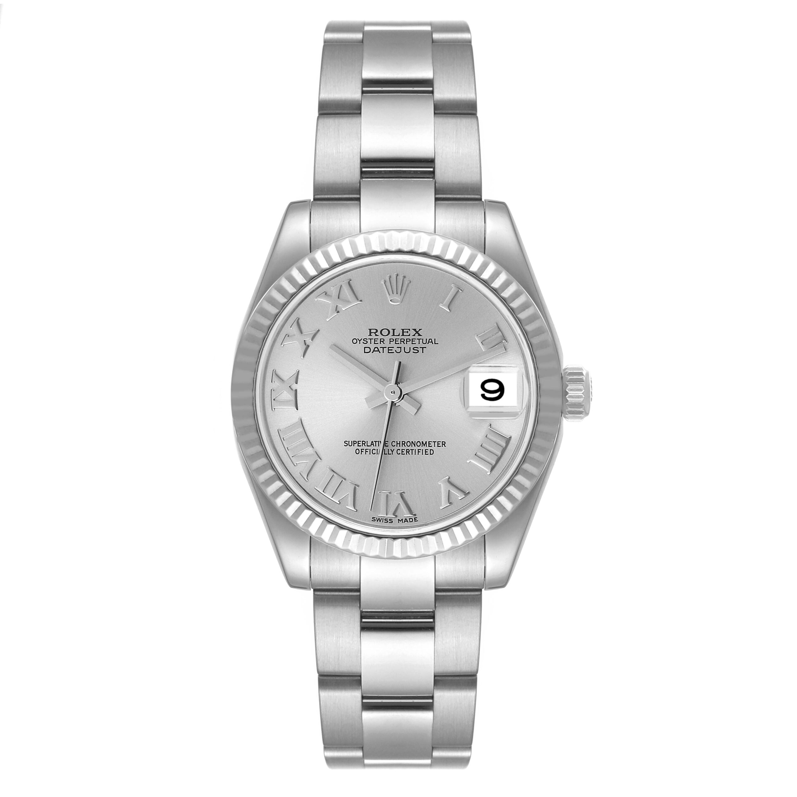 Rolex Datejust Midsize Steel White Gold Silver Dial Ladies Watch 178274