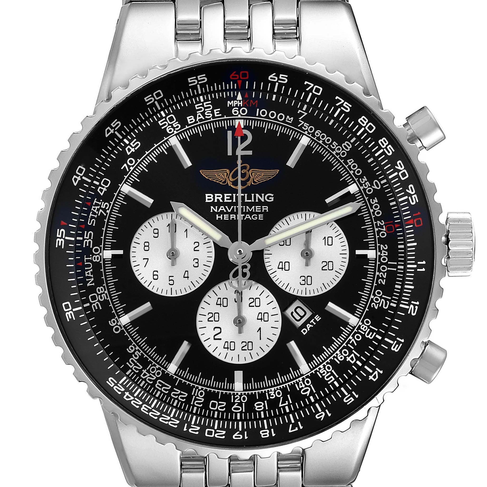 Breitling Navitimer Heritage Black Dial Steel Mens Watch A35350