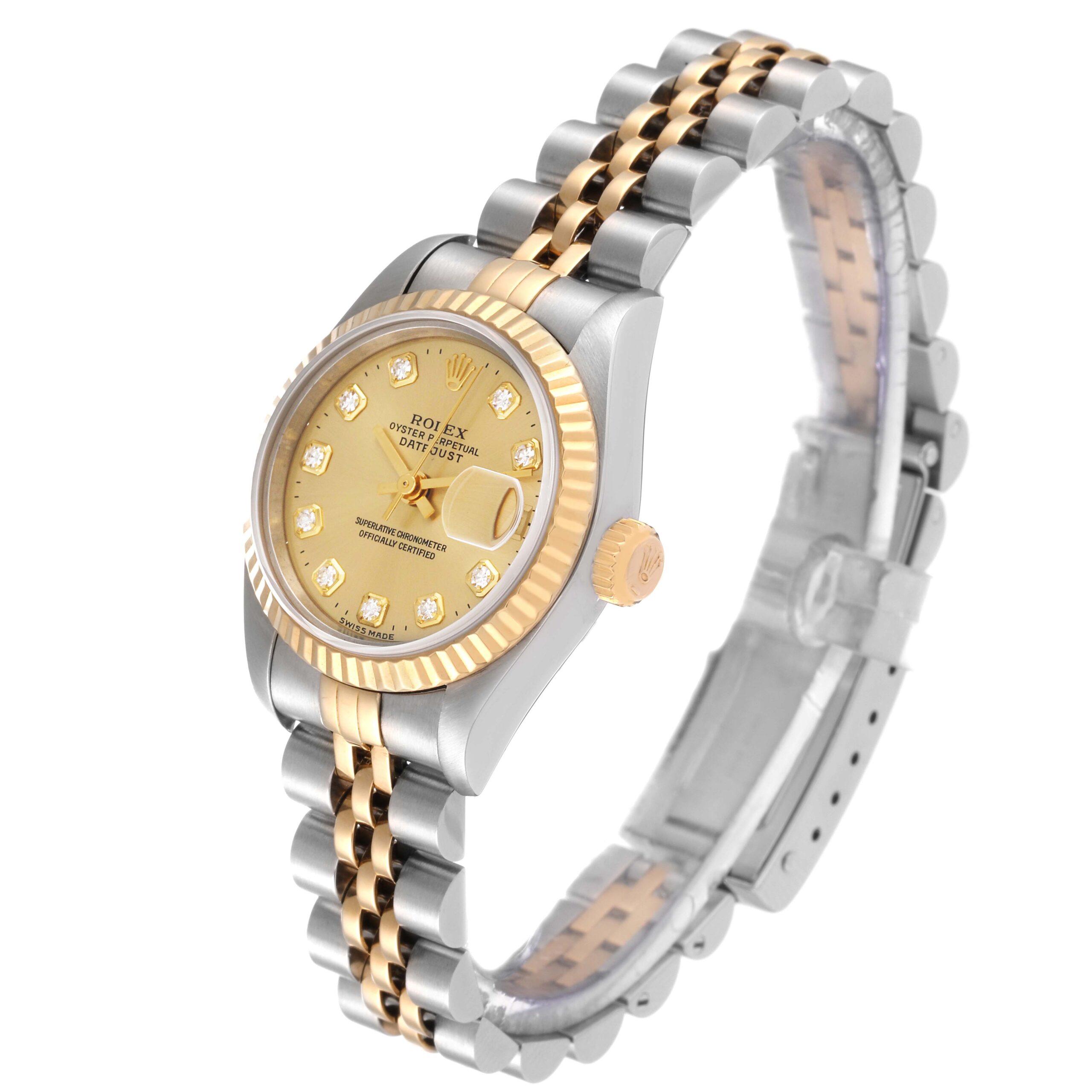 Rolex Datejust Steel Yellow Gold Diamond Dial Ladies Watch 69173