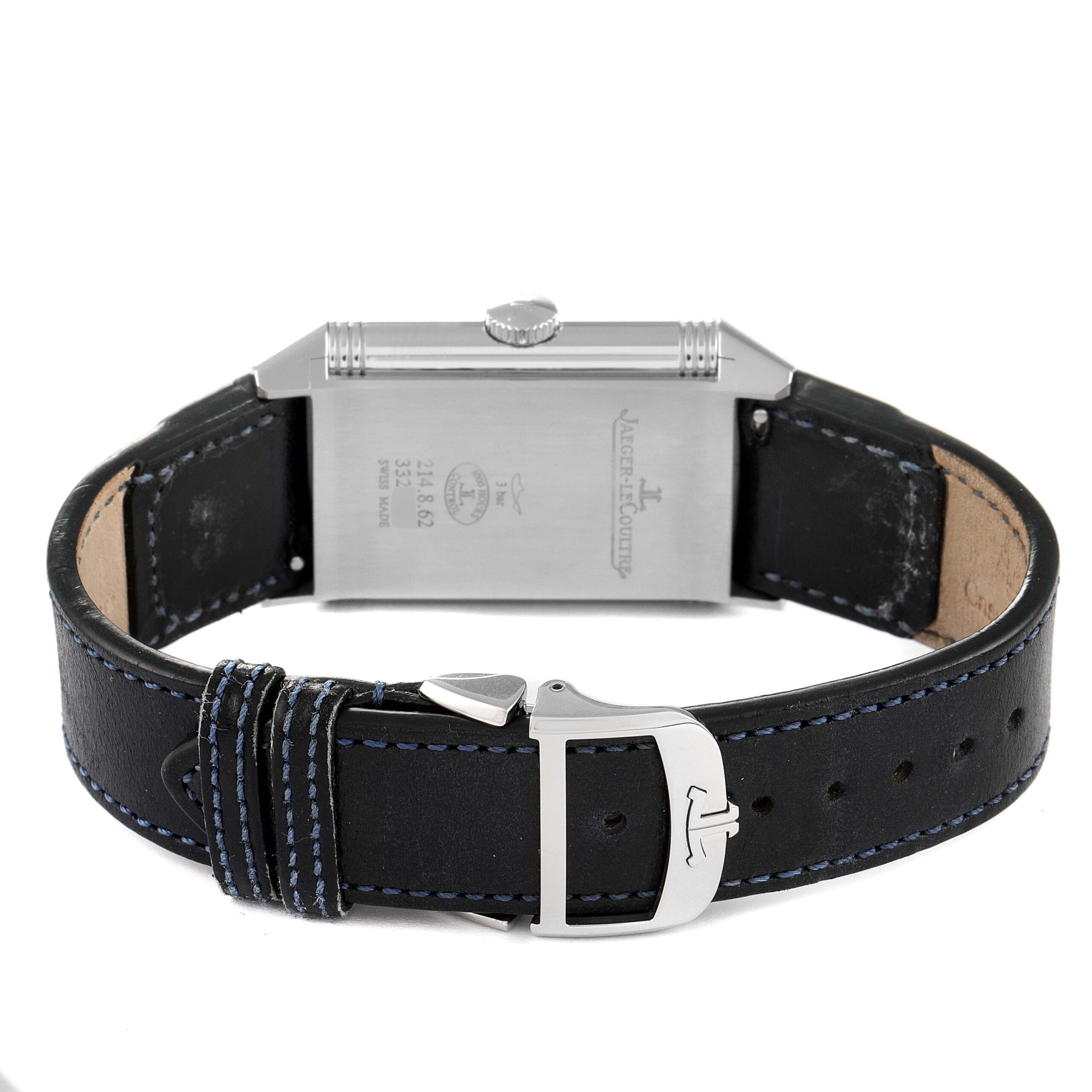 Jaeger LeCoultre Reverso Tribute Steel Mens Watch 214.8.62 Q3978480 Box Card