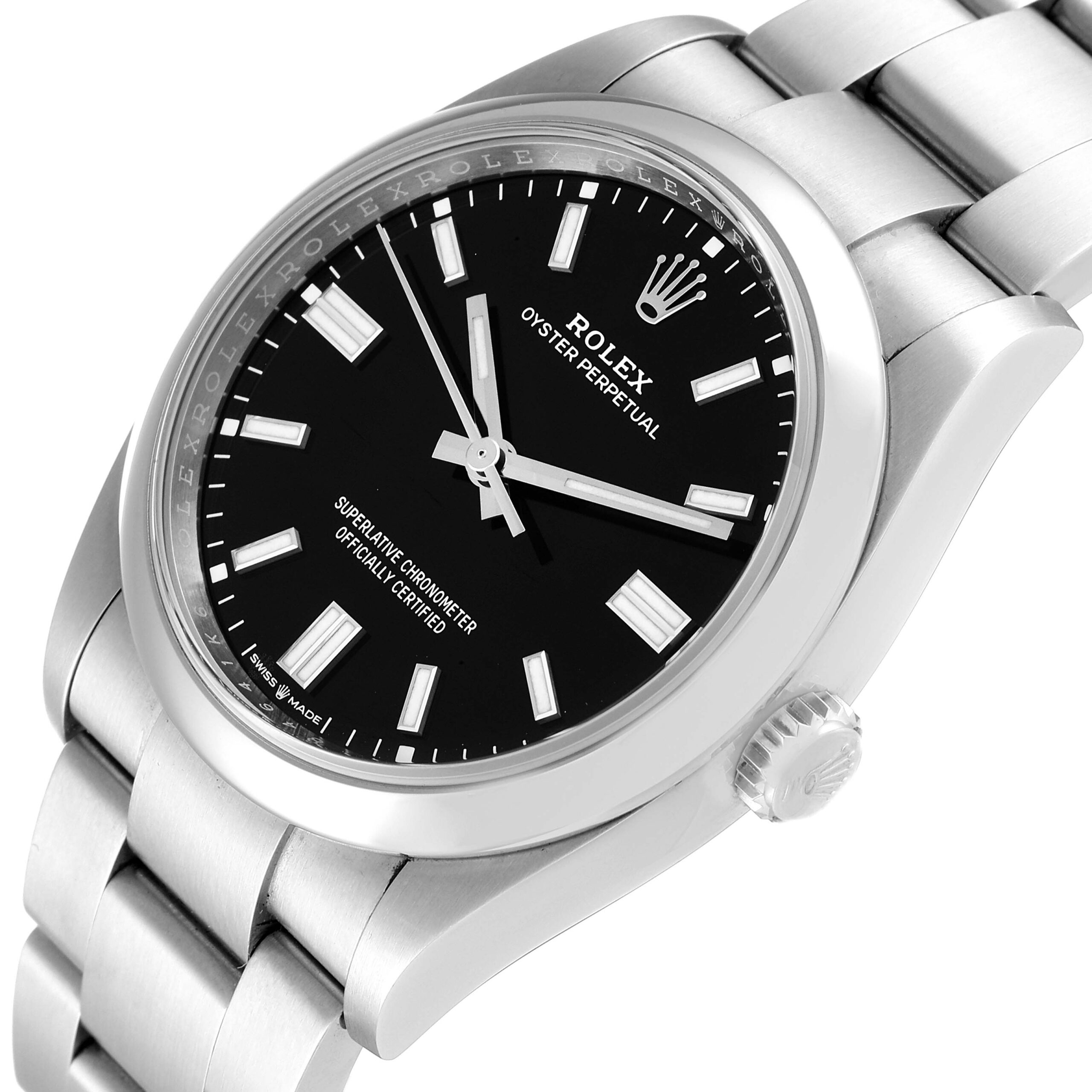 Rolex Oyster Perpetual Black Dial Steel Mens Watch 126000 Unworn