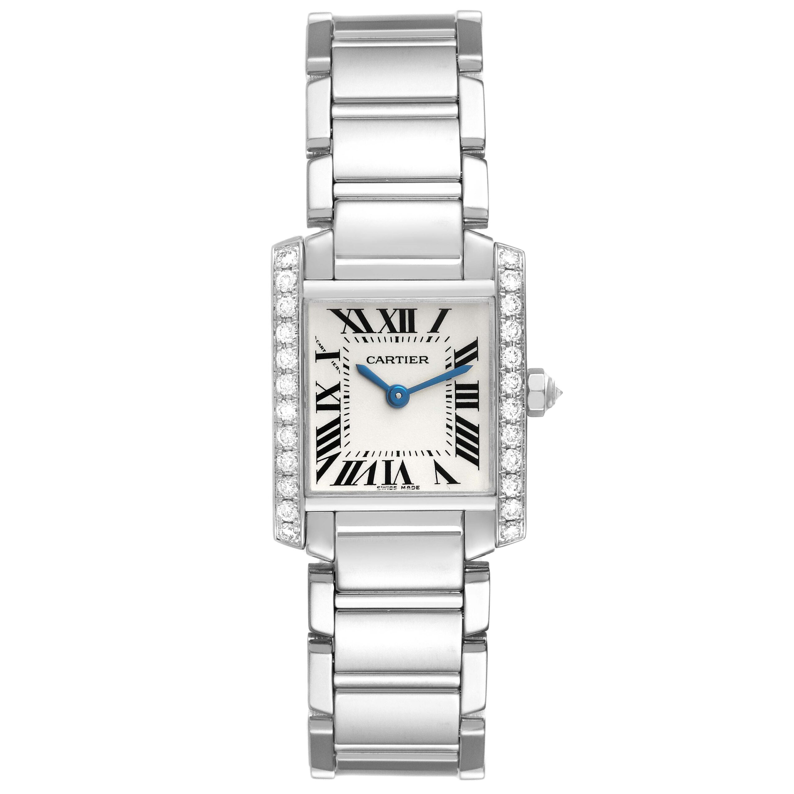 Cartier Tank Francaise White Gold Diamond Ladies Watch WE1002S3