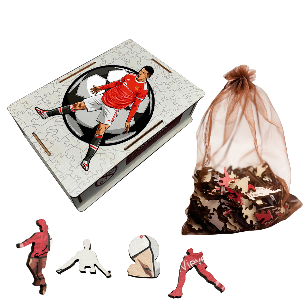 Rio Messi,Cristiano Ronaldo,Bellingham,Alcántara-Football Stars Wooden Puzzle