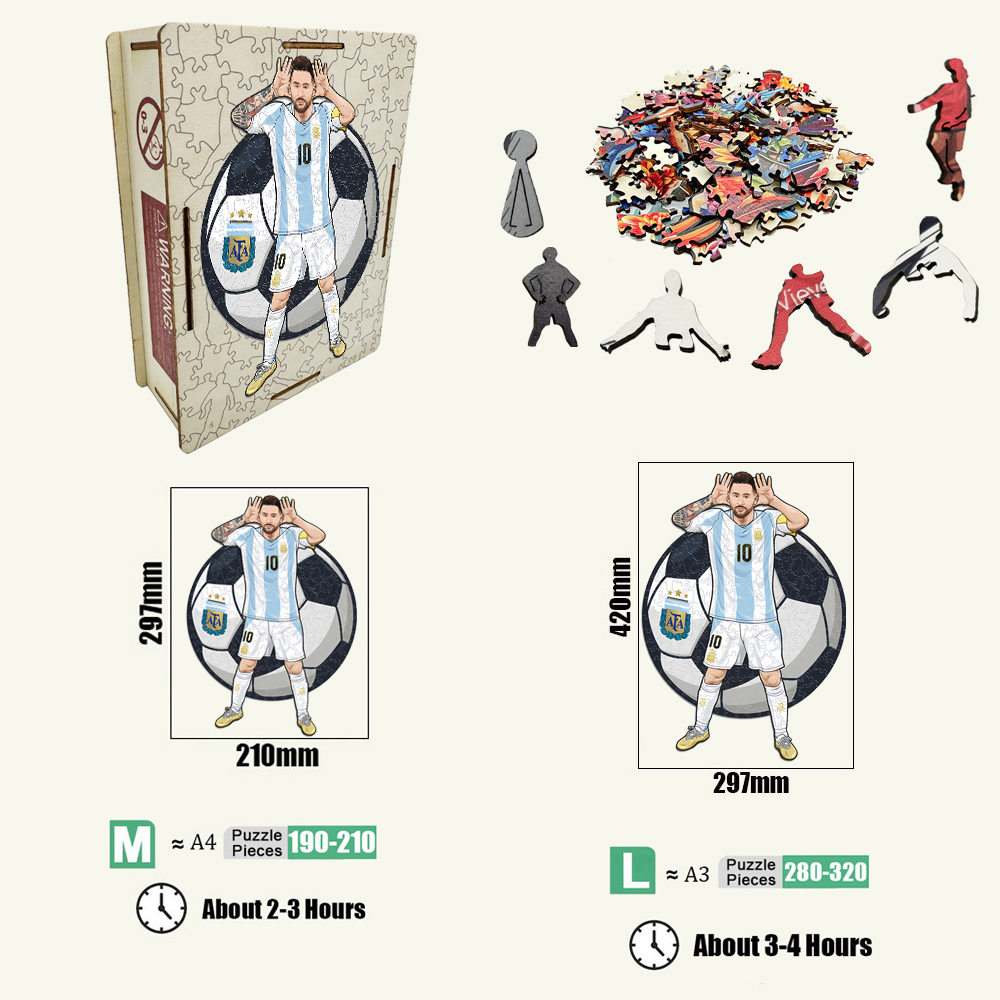 Rio Messi,Cristiano Ronaldo,Bellingham,Alcántara-Football Stars Wooden Puzzle