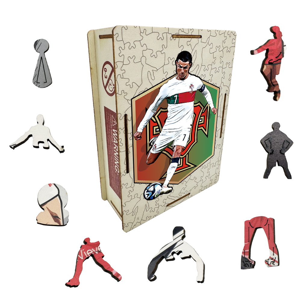 Rio Messi,Cristiano Ronaldo,Bellingham,Alcántara-Football Stars Wooden Puzzle