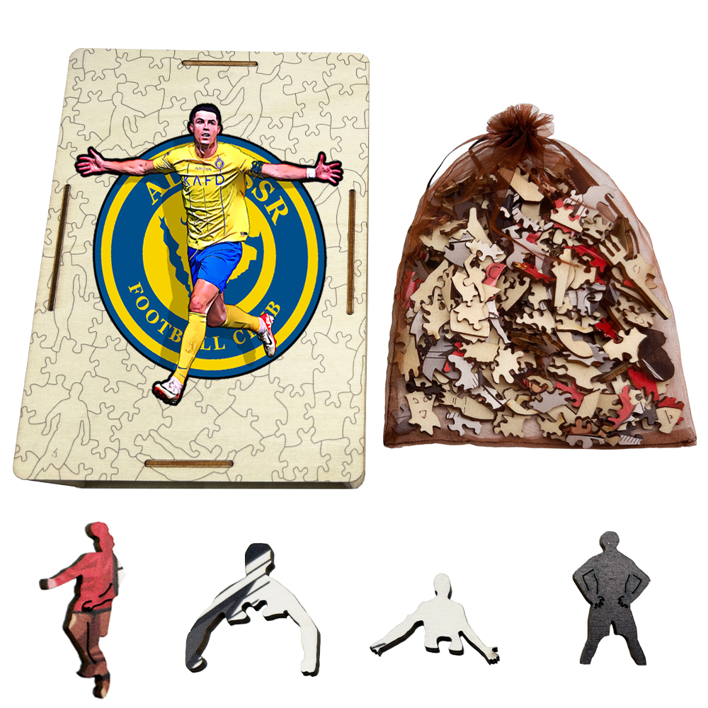 Rio Messi,Cristiano Ronaldo,Bellingham,Alcántara-Football Stars Wooden Puzzle