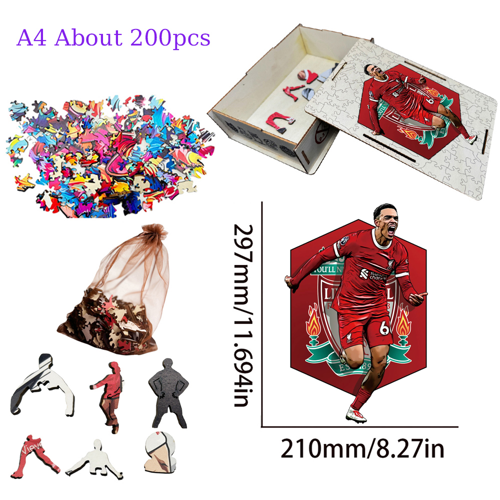 Rio Messi,Cristiano Ronaldo,Bellingham,Alcántara-Football Stars Wooden Puzzle