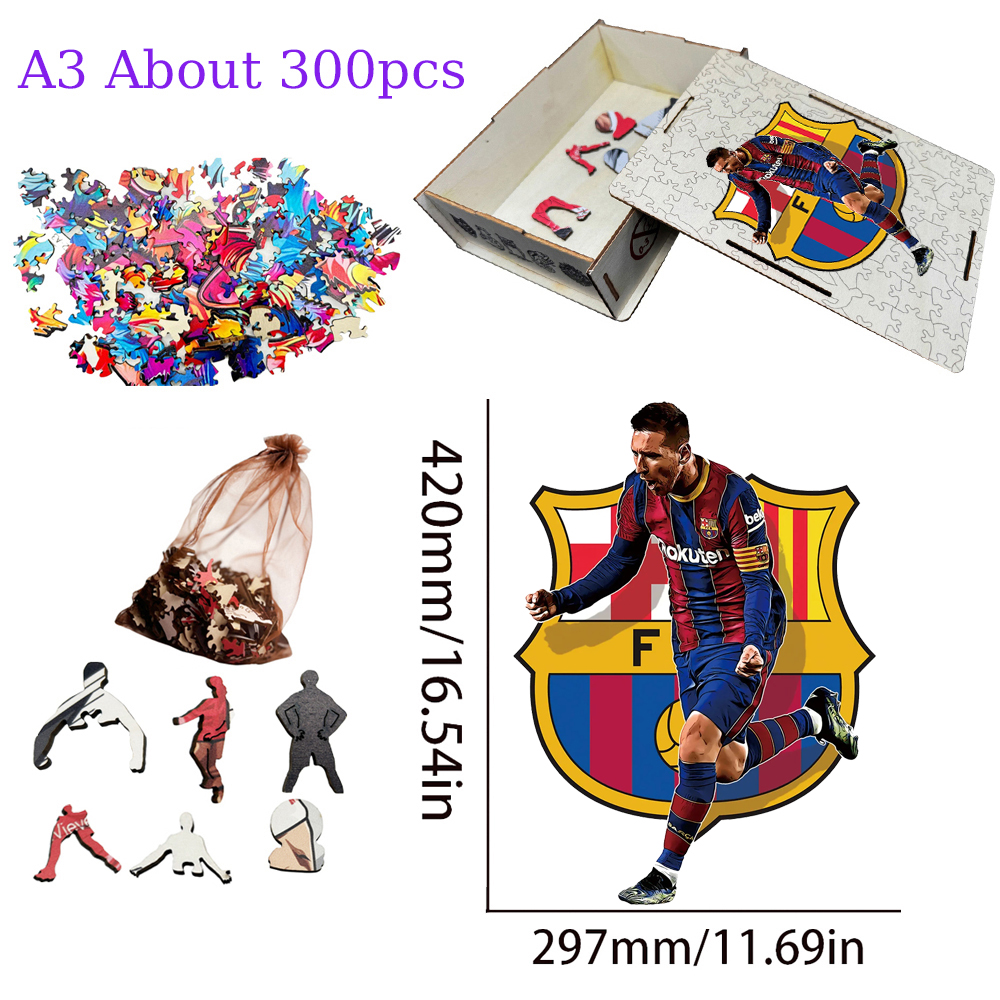 Lionel Messi,Erling Haaland-Football Stars Wooden Puzzle