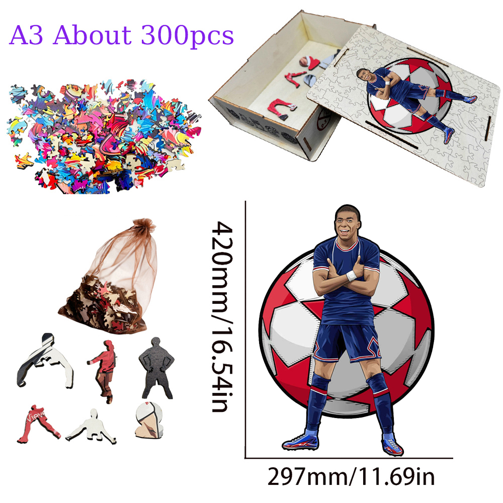 Kylian Mbappé-Football Stars Wooden Puzzle