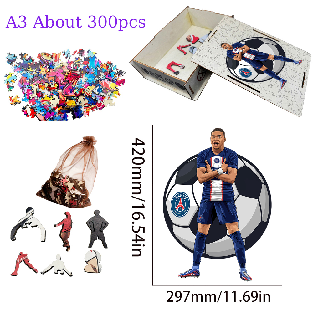 Kylian Mbappé-Football Stars Wooden Puzzle