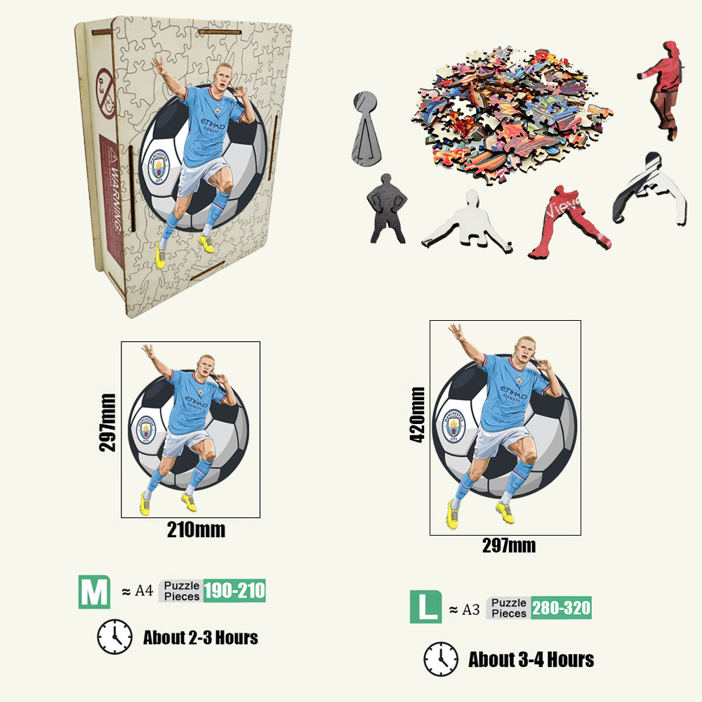 Erling Haaland，Cristiano Ronaldo，Aubameyang-Football Stars Wooden Puzzle