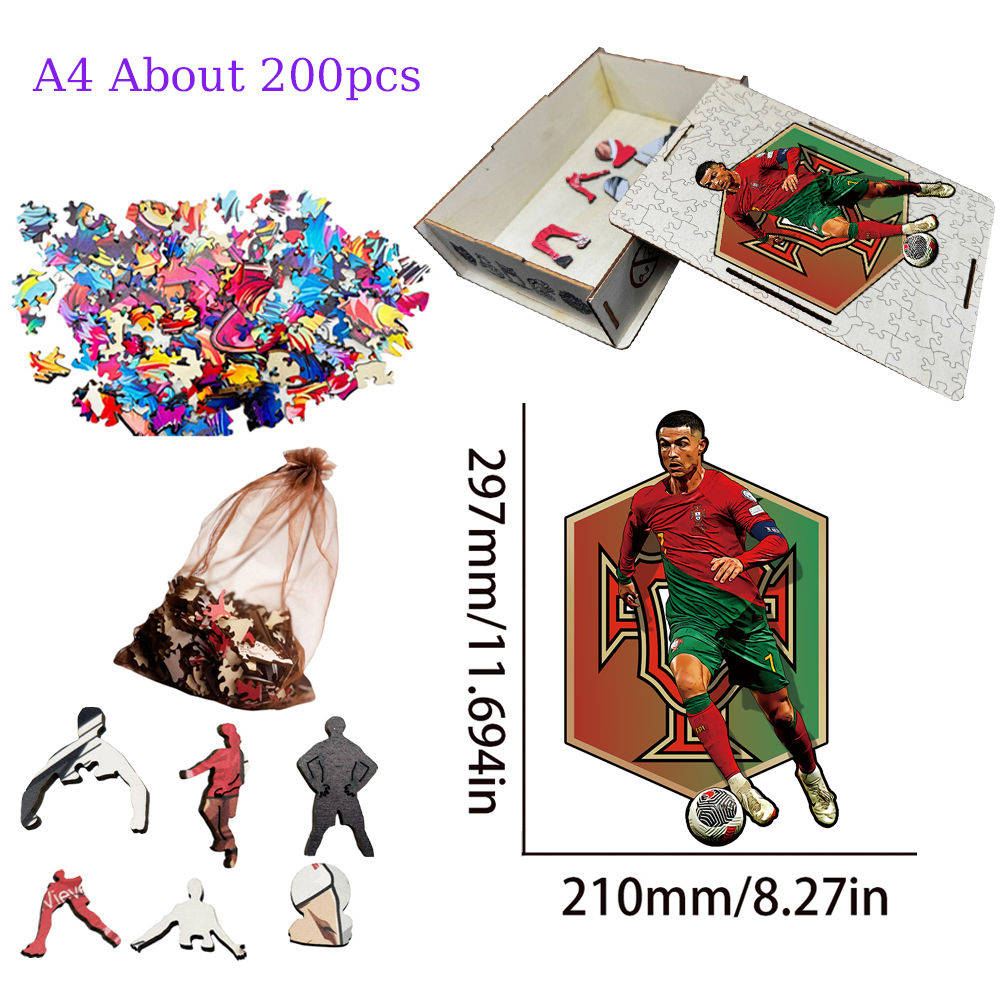 Erling Haaland，Cristiano Ronaldo，Aubameyang-Football Stars Wooden Puzzle
