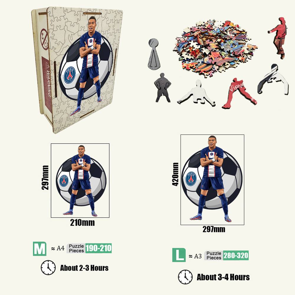 Kylian Mbappé-Football Stars Wooden Puzzle