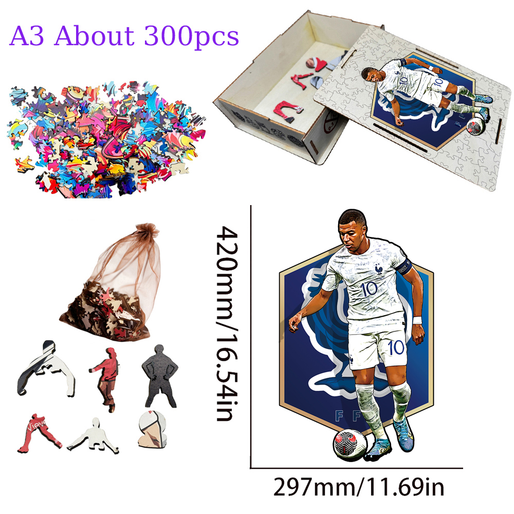 Kylian Mbappé-Football Stars Wooden Puzzle