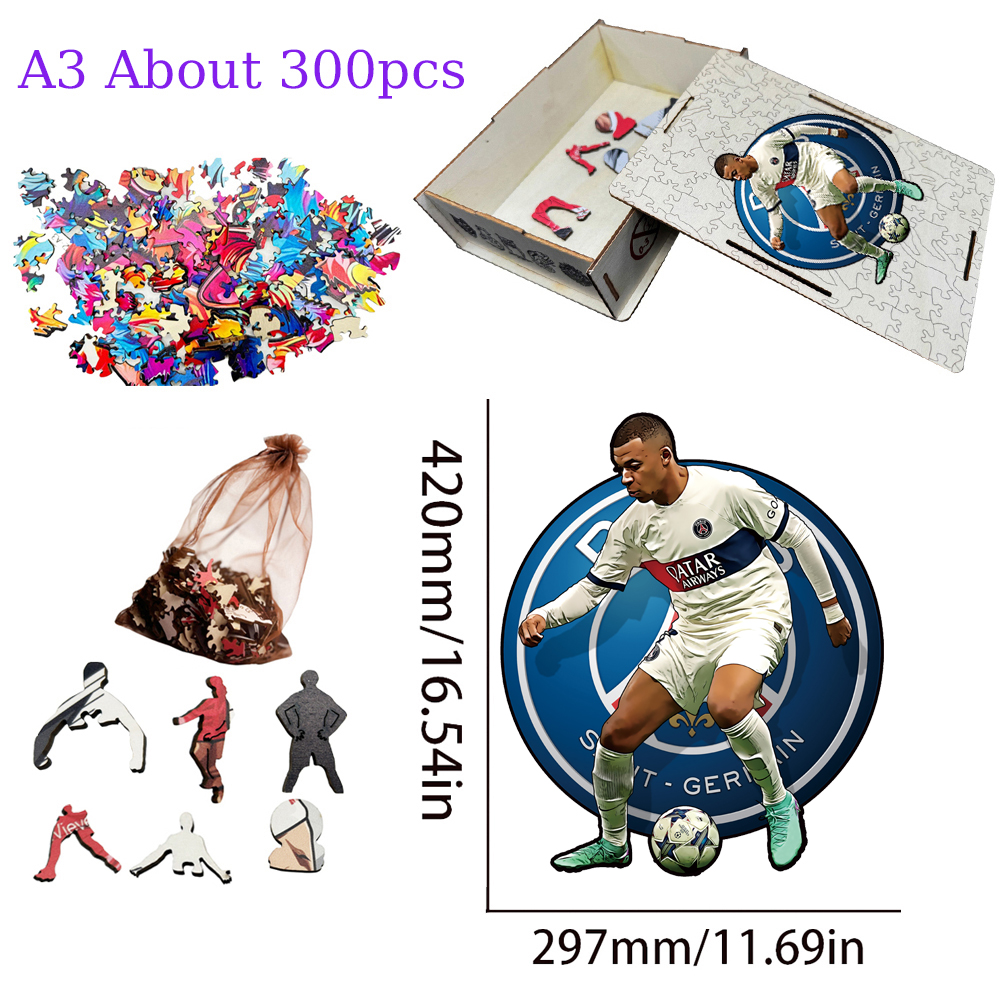 Kylian Mbappé-Football Stars Wooden Puzzle