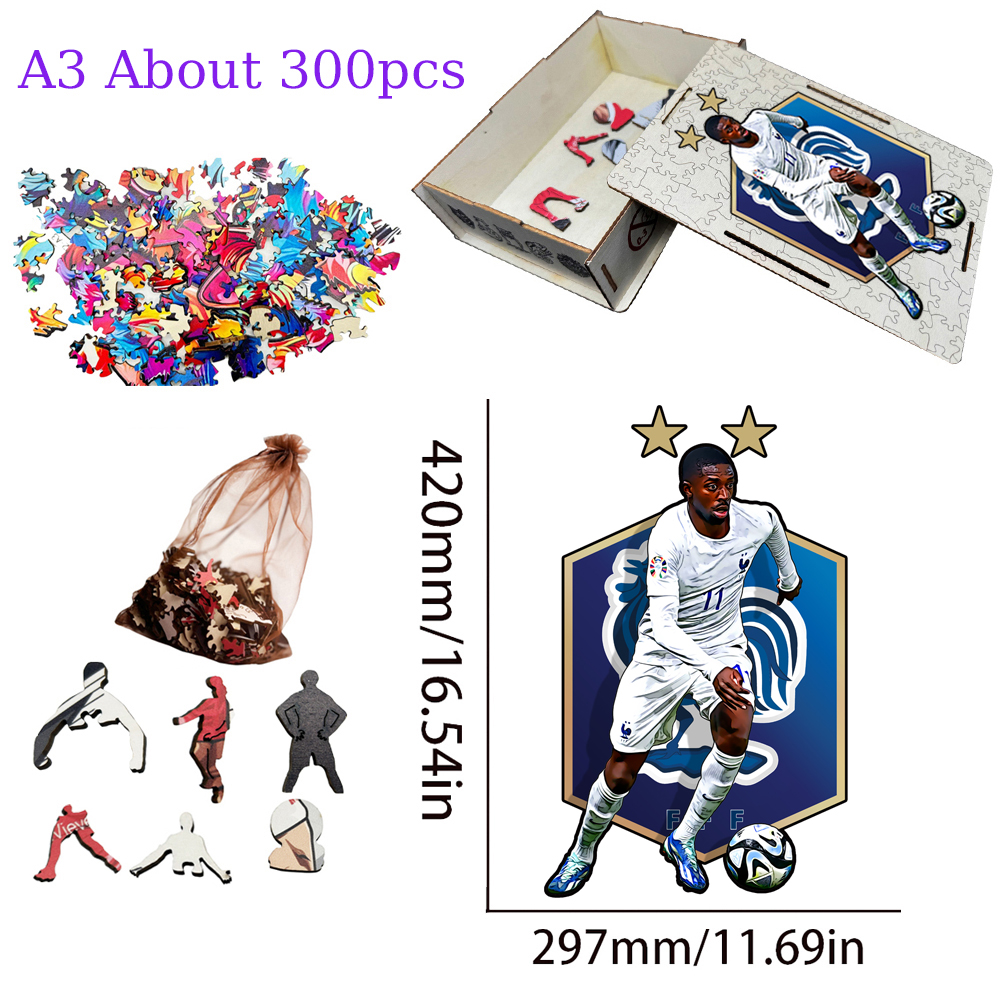 Erling Haaland，Cristiano Ronaldo，Aubameyang-Football Stars Wooden Puzzle