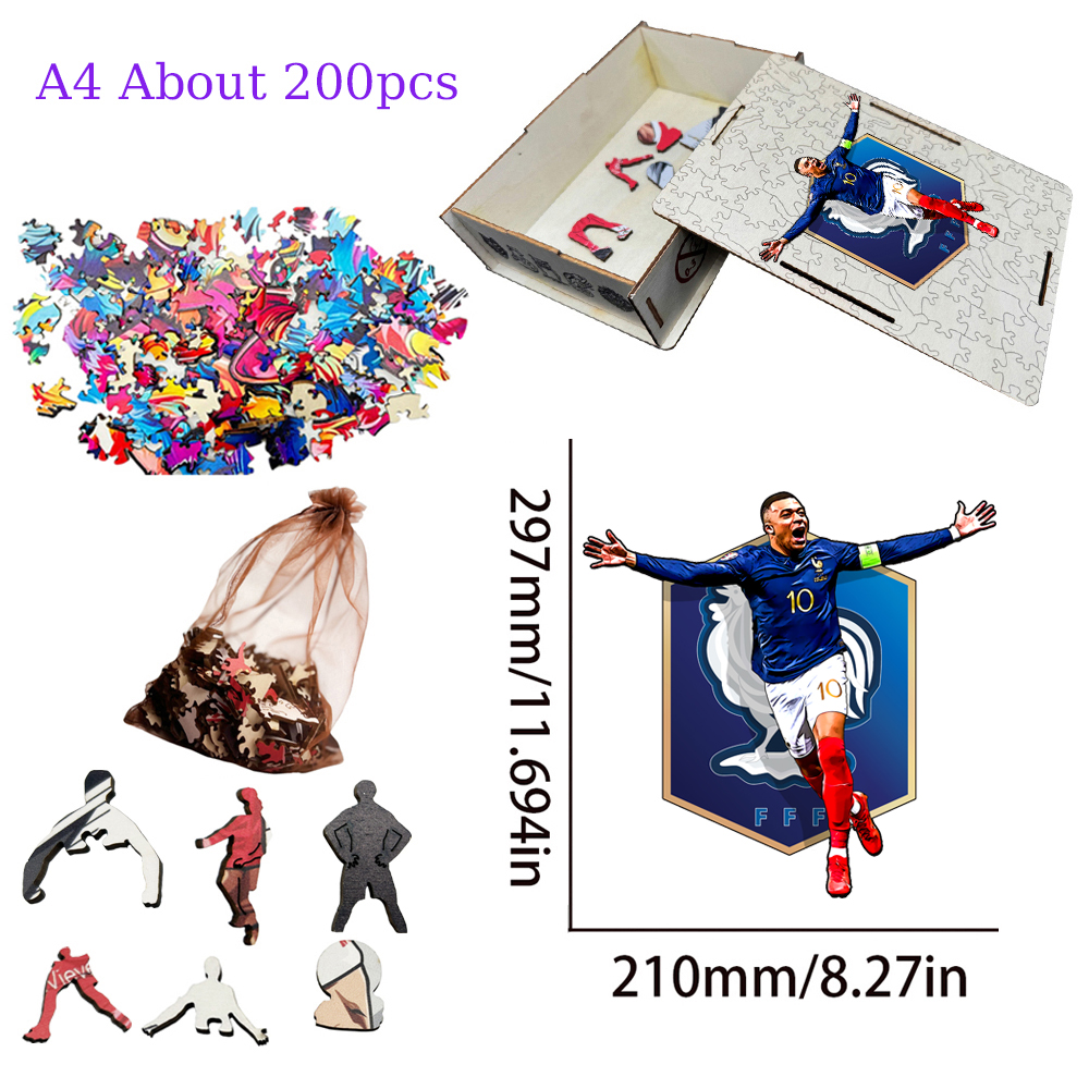 Kylian Mbappé-Football Stars Wooden Puzzle