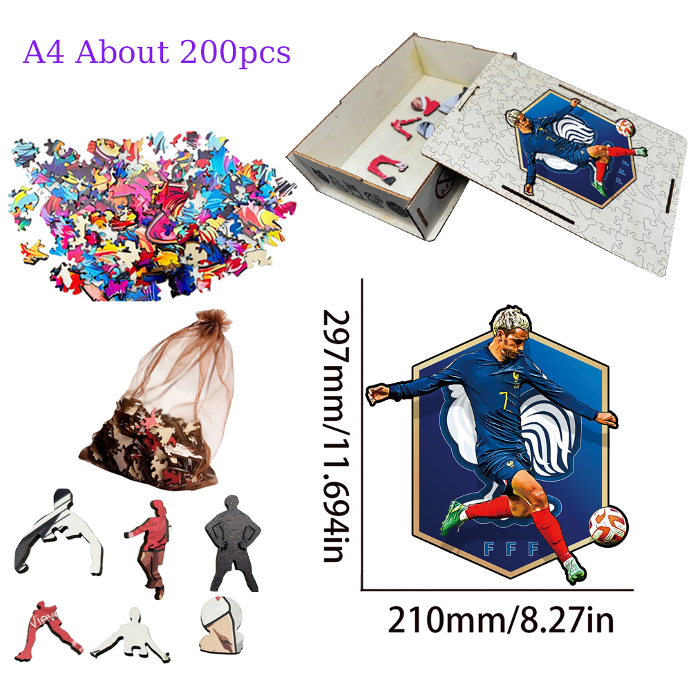 Erling Haaland，Cristiano Ronaldo，Aubameyang-Football Stars Wooden Puzzle
