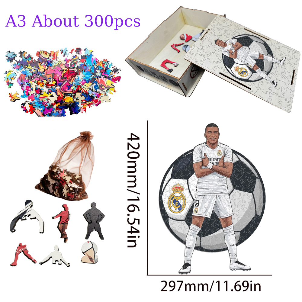 Kylian Mbappé-Football Stars Wooden Puzzle