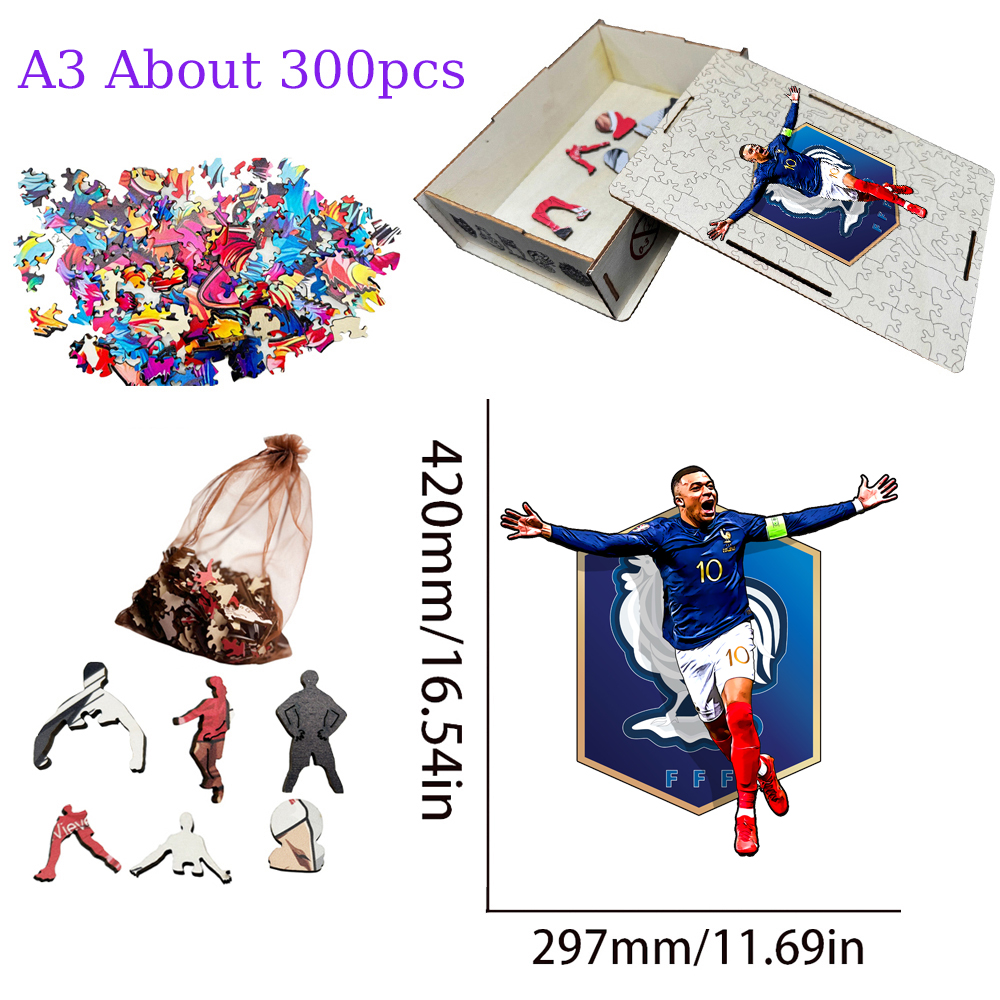 Kylian Mbappé-Football Stars Wooden Puzzle