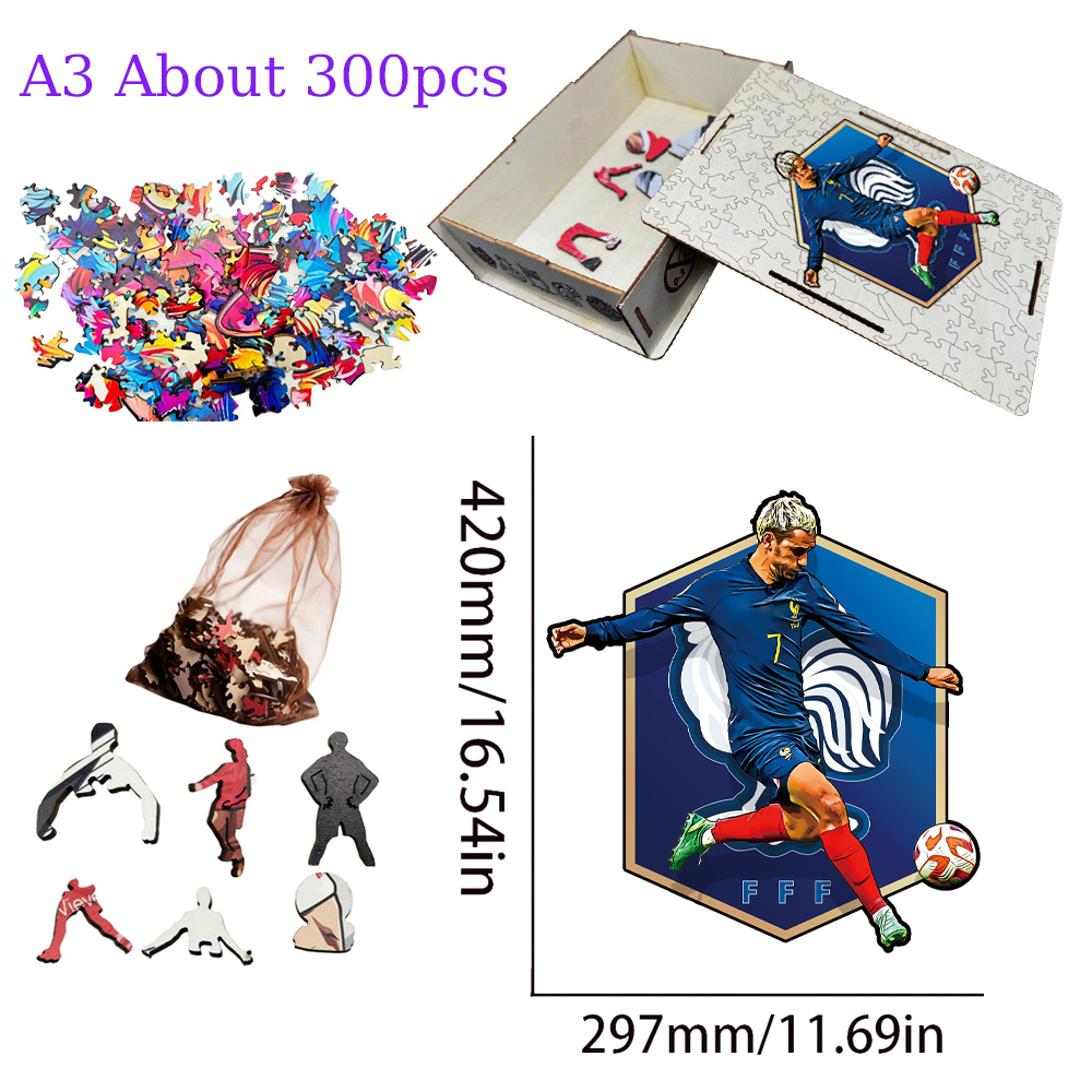Erling Haaland，Cristiano Ronaldo，Aubameyang-Football Stars Wooden Puzzle
