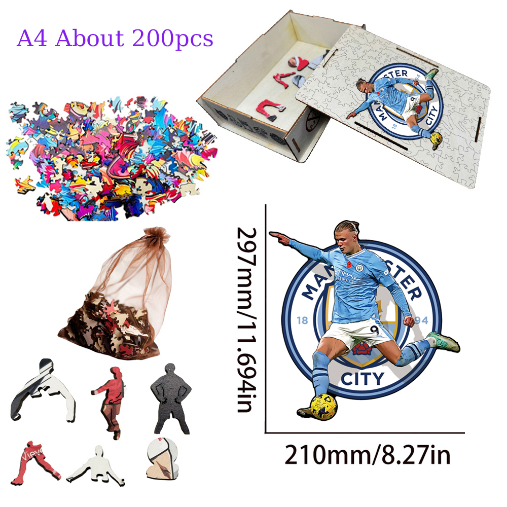 Lionel Messi,Erling Haaland-Football Stars Wooden Puzzle