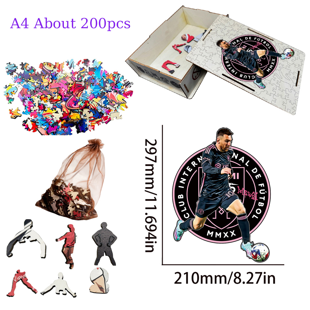 Lionel Messi,Erling Haaland-Football Stars Wooden Puzzle