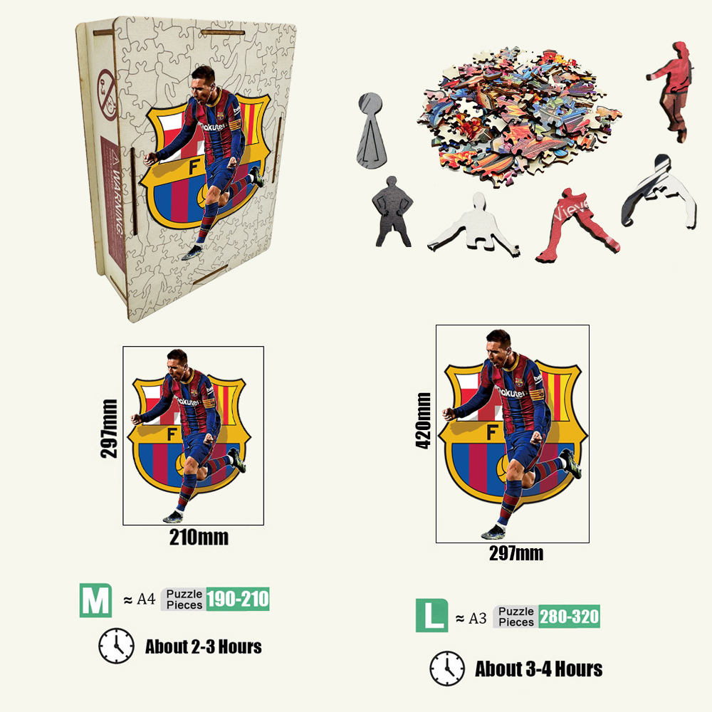 Lionel Messi,Erling Haaland-Football Stars Wooden Puzzle