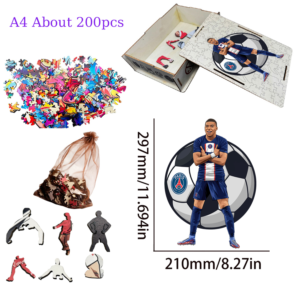 Kylian Mbappé-Football Stars Wooden Puzzle