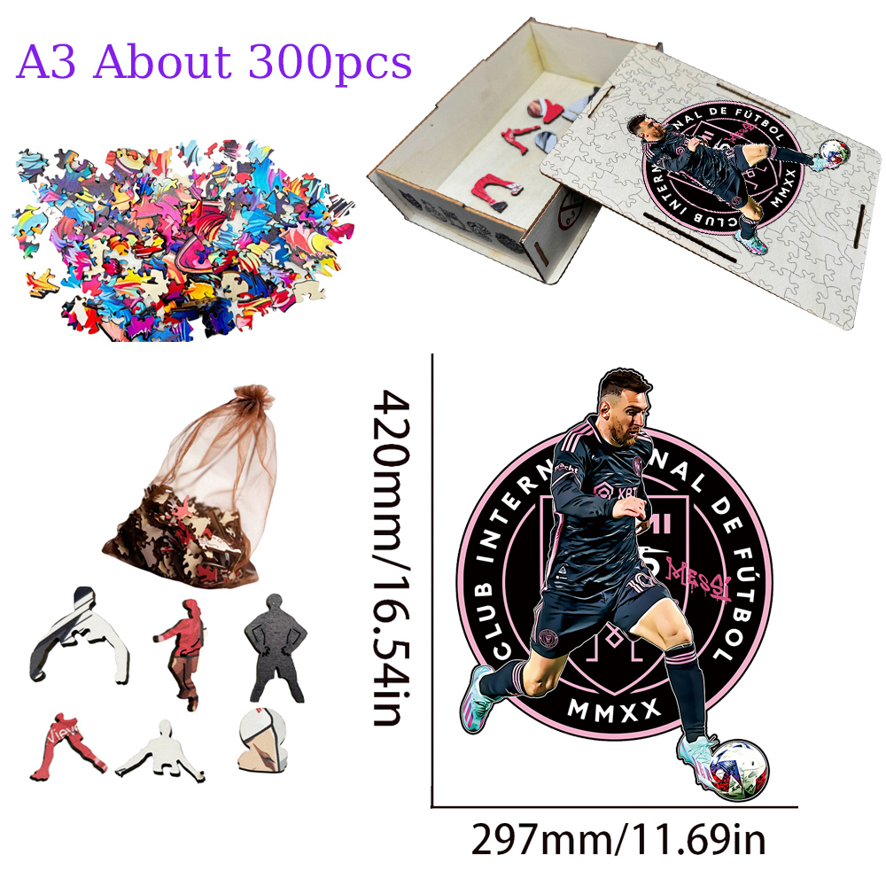 Lionel Messi,Erling Haaland-Football Stars Wooden Puzzle