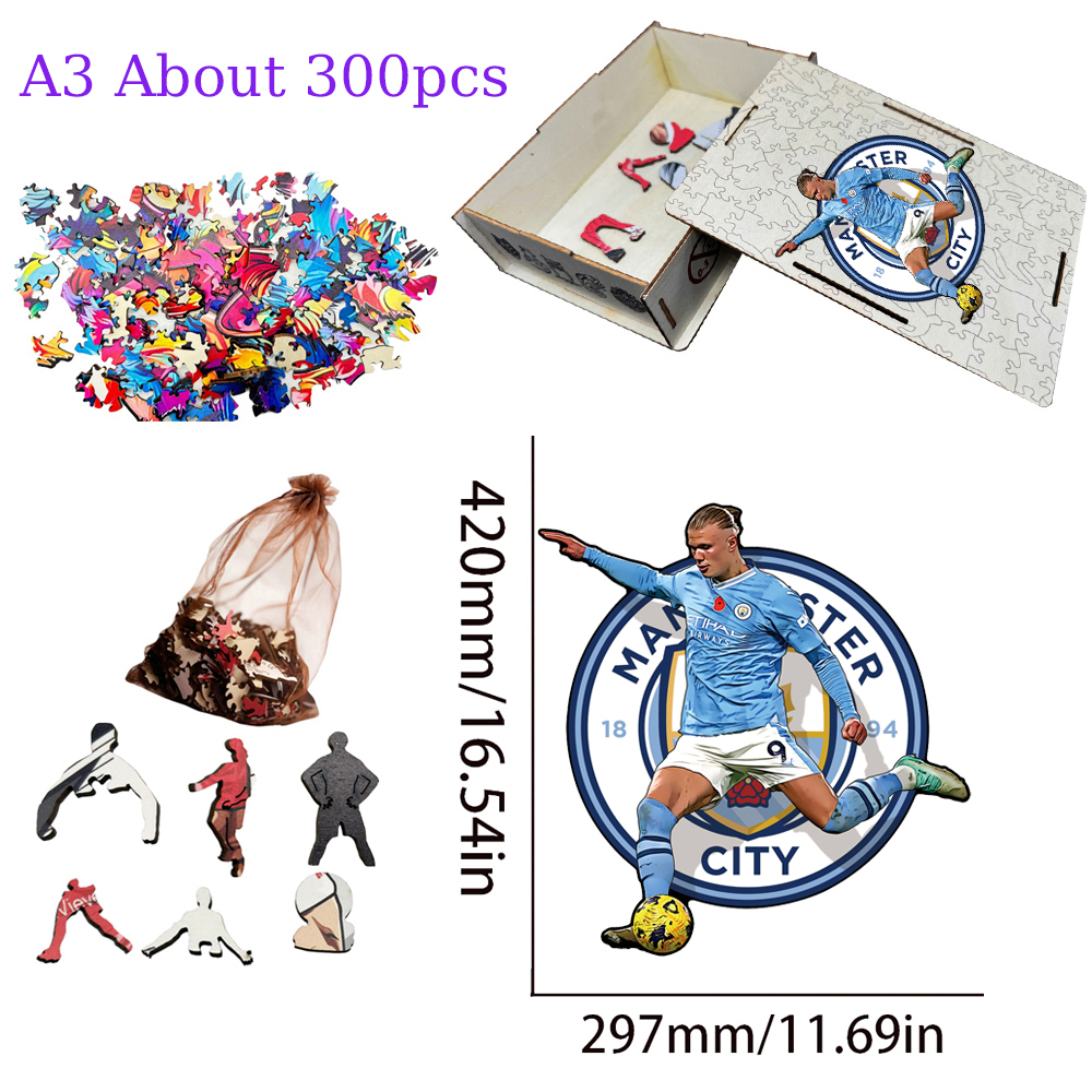 Lionel Messi,Erling Haaland-Football Stars Wooden Puzzle