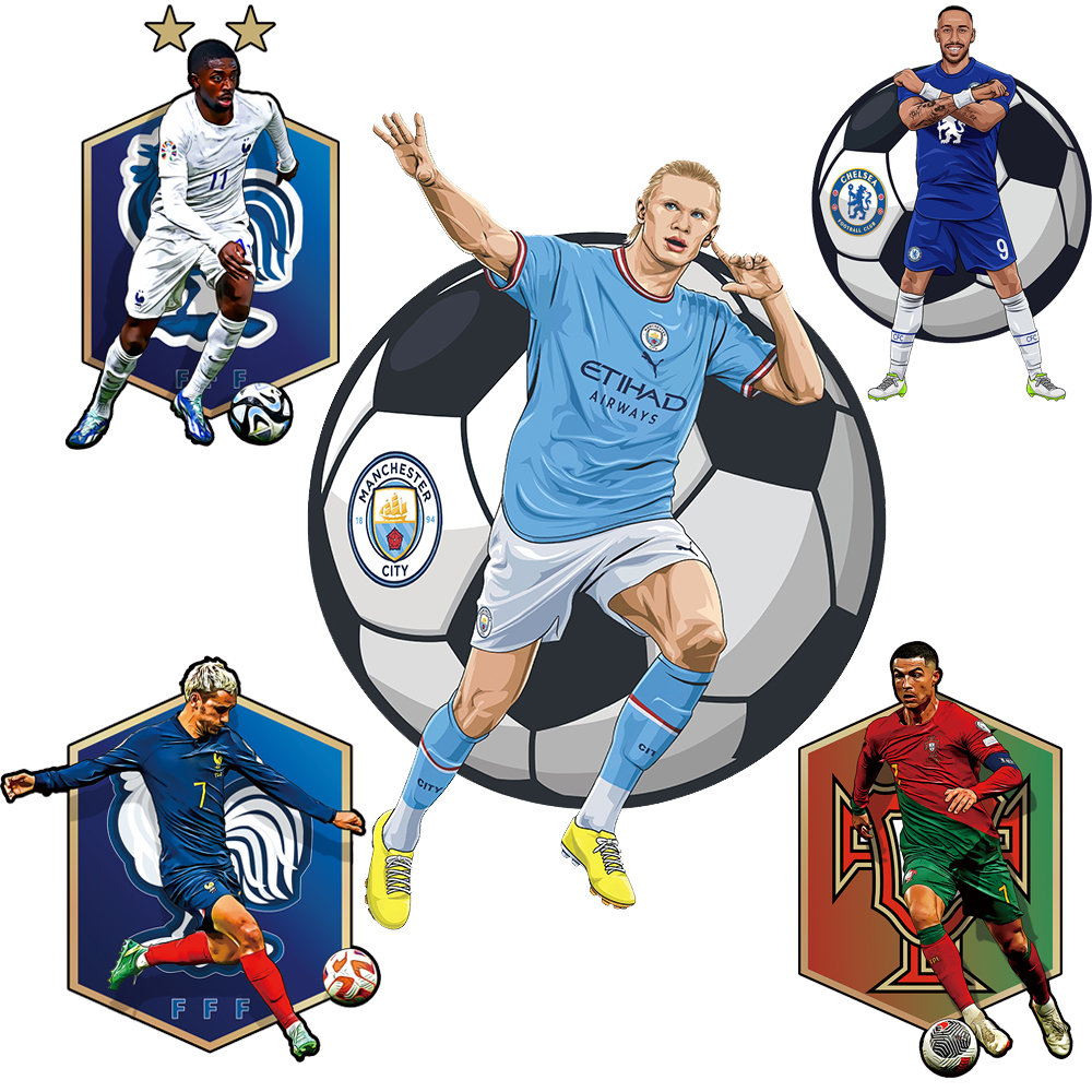 Erling Haaland，Cristiano Ronaldo，Aubameyang-Football Stars Wooden Puzzle