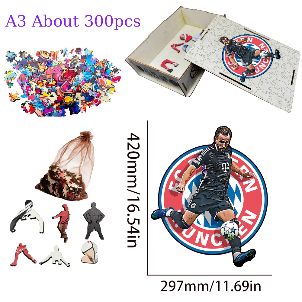 Lionel Messi,Erling Haaland-Football Stars Wooden Puzzle