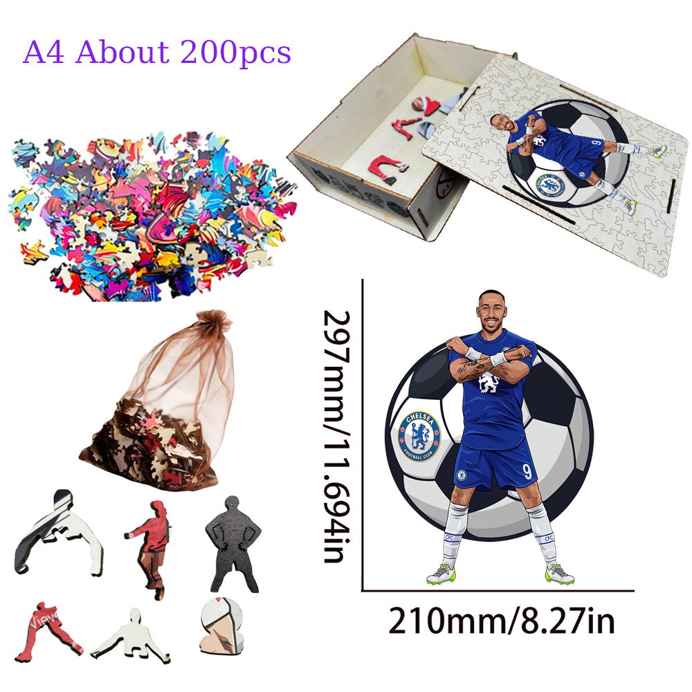 Erling Haaland，Cristiano Ronaldo，Aubameyang-Football Stars Wooden Puzzle