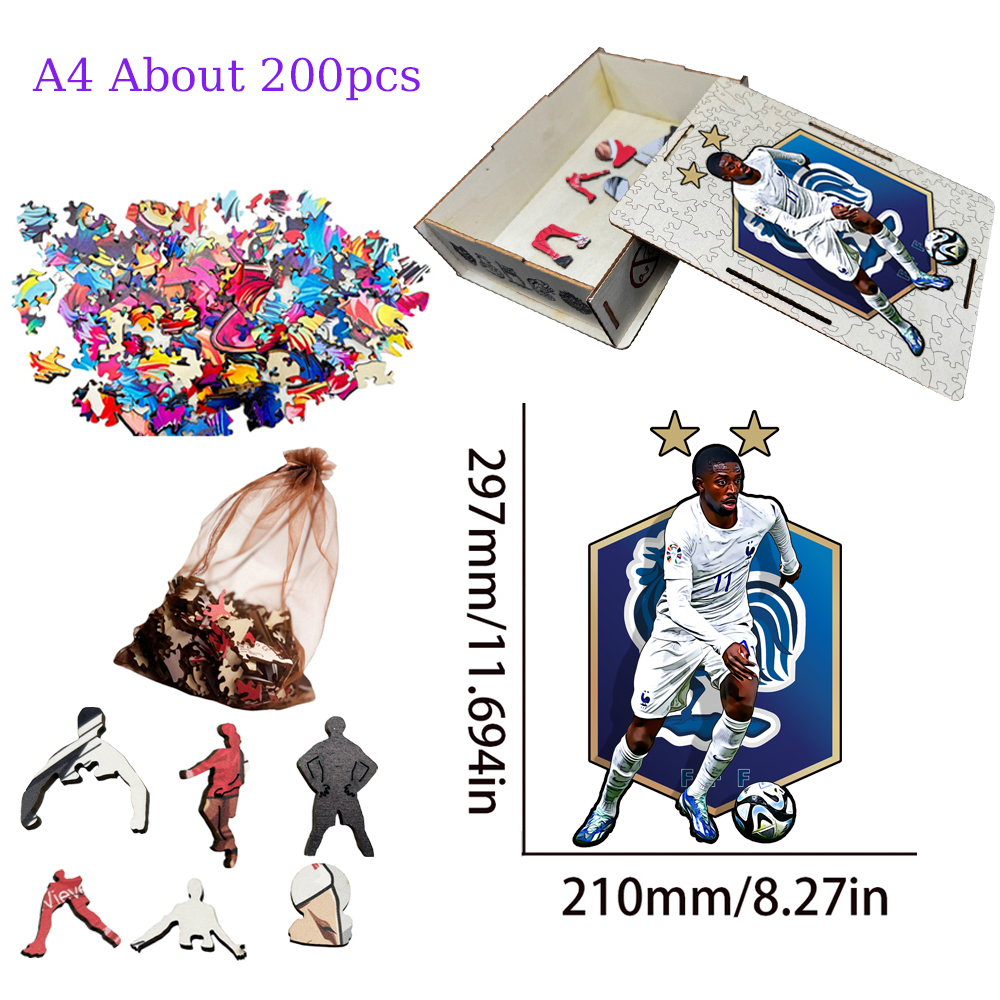 Erling Haaland，Cristiano Ronaldo，Aubameyang-Football Stars Wooden Puzzle