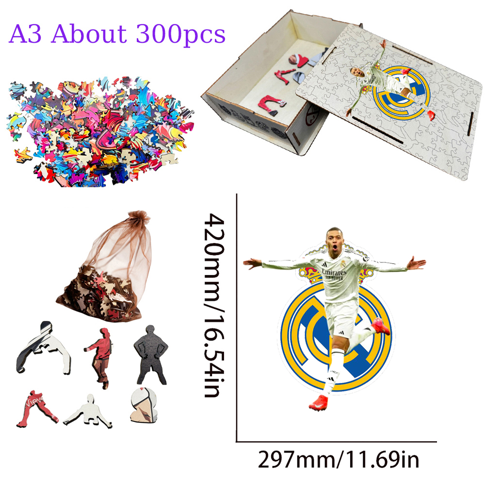 Kylian Mbappé-Football Stars Wooden Puzzle