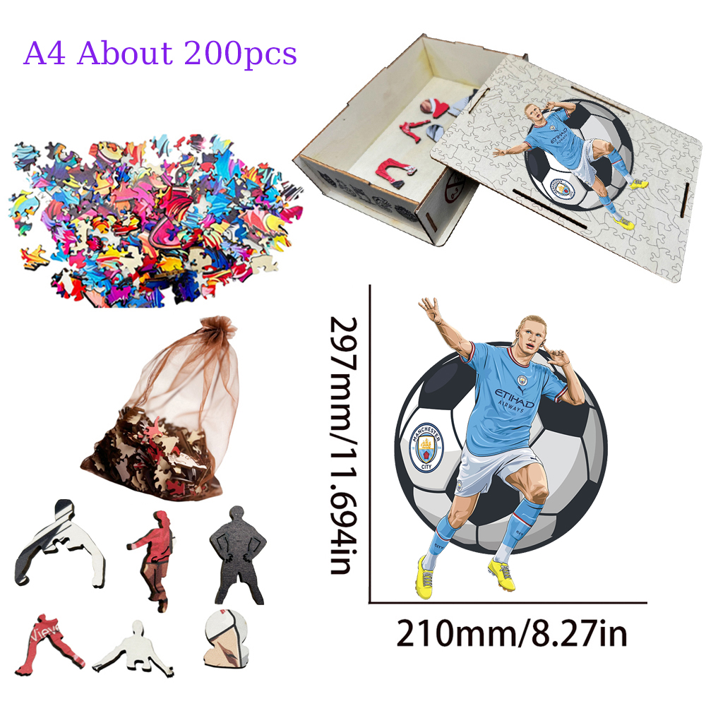 Erling Haaland，Cristiano Ronaldo，Aubameyang-Football Stars Wooden Puzzle