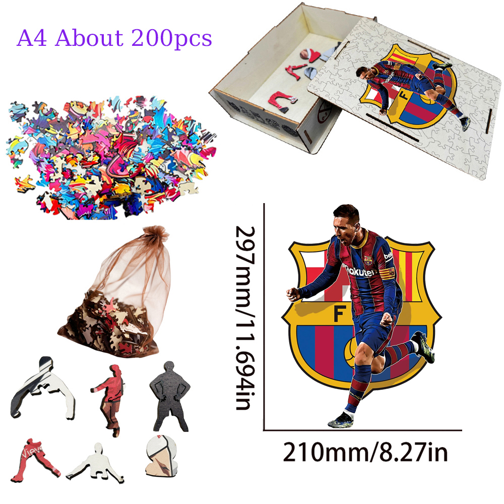 Lionel Messi,Erling Haaland-Football Stars Wooden Puzzle