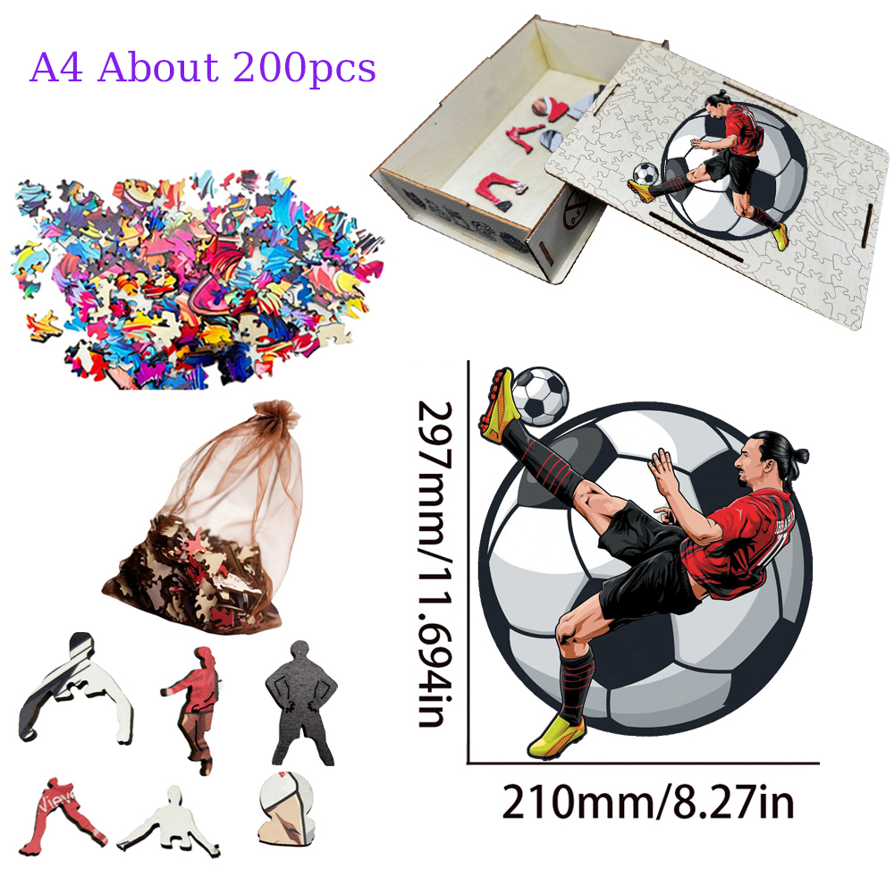 Zlatan Ibrahimović,Vinícius Júnior,Andrés Iniesta,Eusébio da Silva Ferreira,Reece James-Football Stars Wooden Puzzle