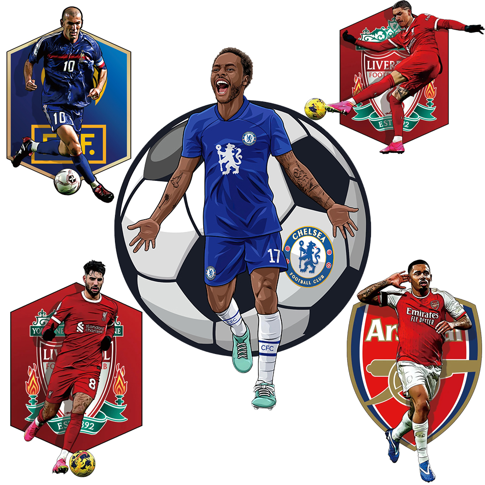 Zinedine Zidane,Gabriel Jesus,Dominik Szoboszlai ,Nicolas Jackson,Nicolas Jackson-Football Stars Wooden Puzzle